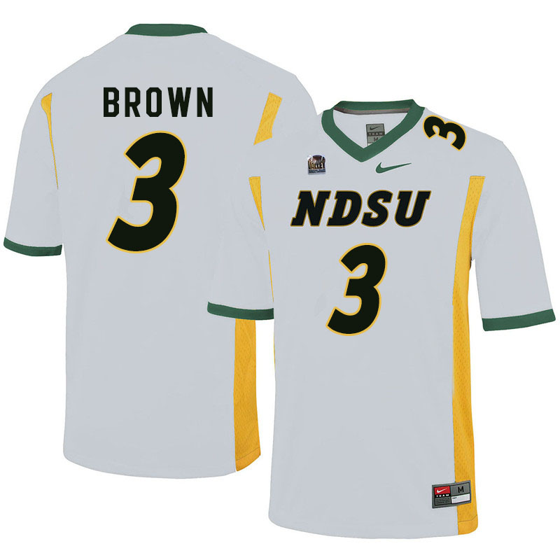 Men #3 Jaxon Brown North Dakota State Bison College Football Jerseys Sale-White